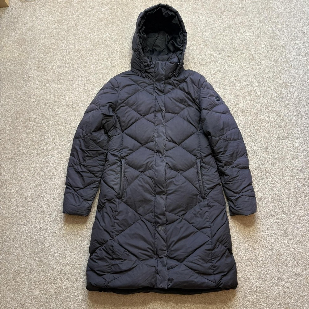 The North Face 550 Down Coat Womens Medium Black Quilted Hooded Parka‎ Winter